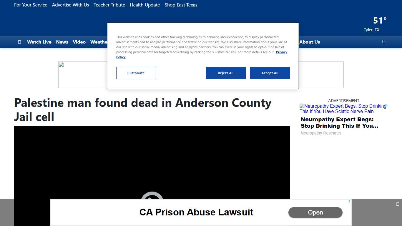 Palestine man found dead in Anderson County Jail cell